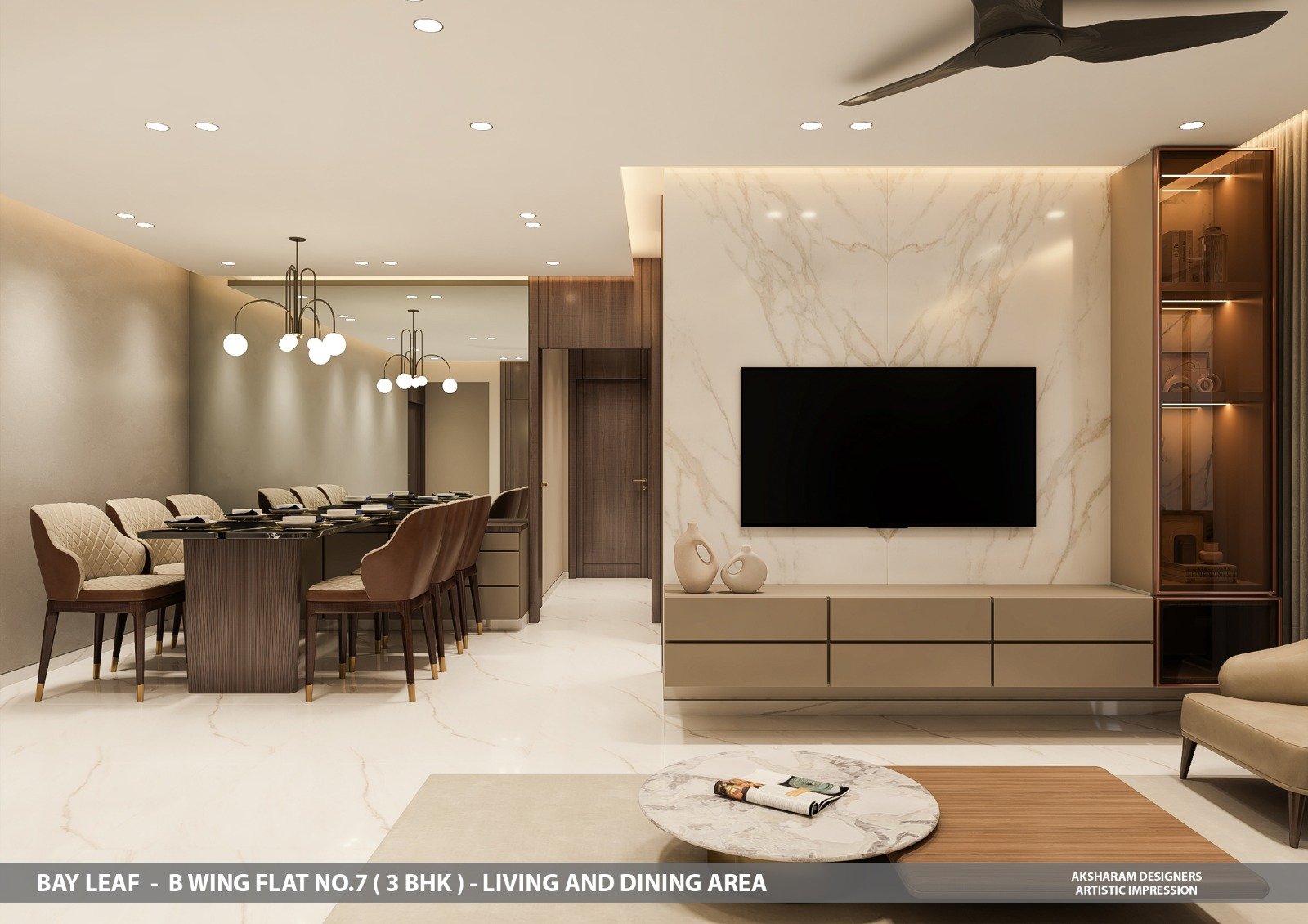 Spacious living room in Mayuresh Bayleaf apartments