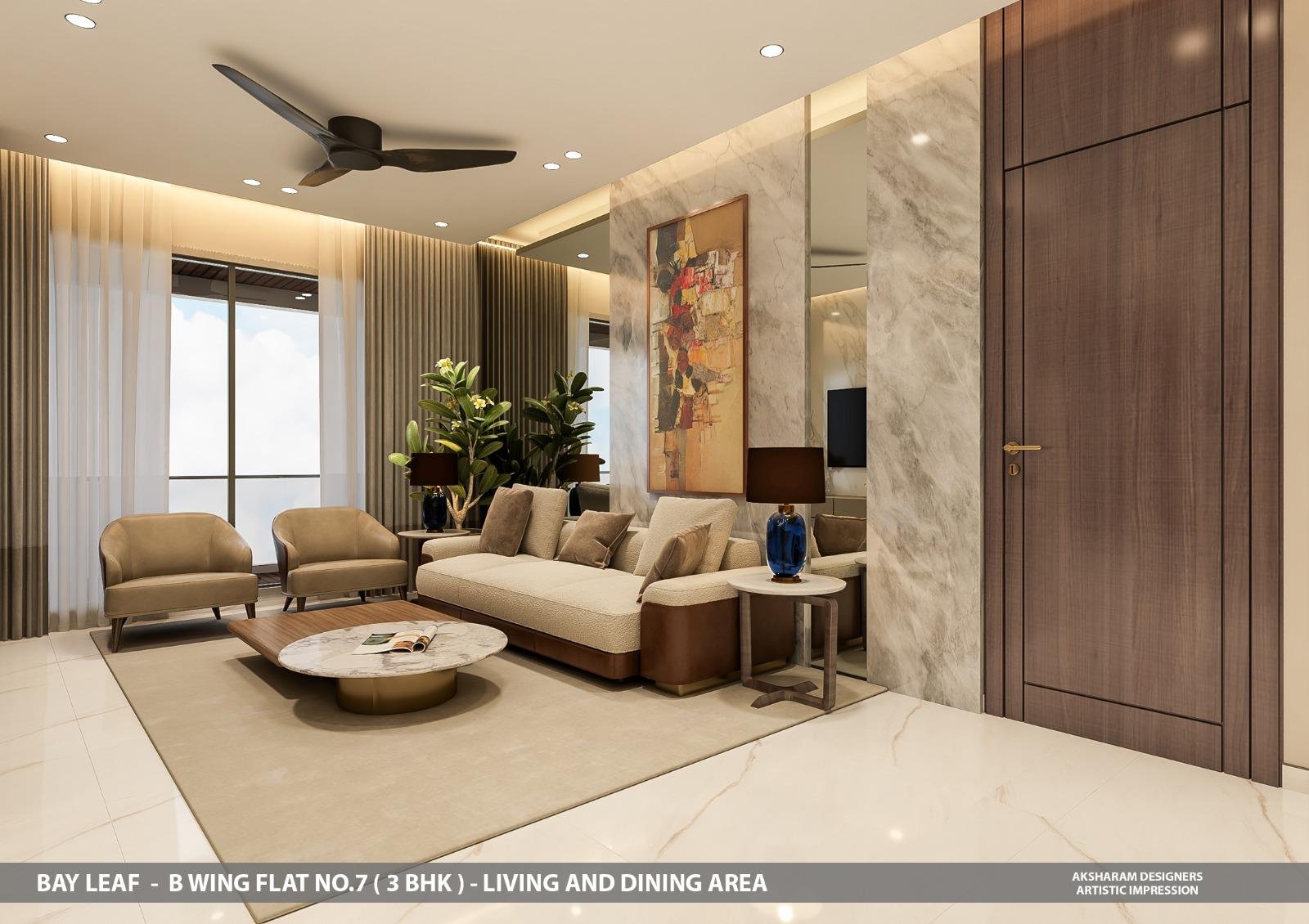 Spacious living room in Mayuresh Bayleaf apartments